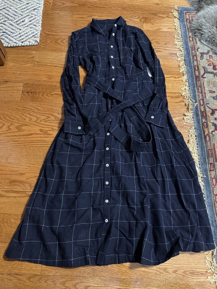 Garnet Hill Organic Cotton Flannel Midi-Dress