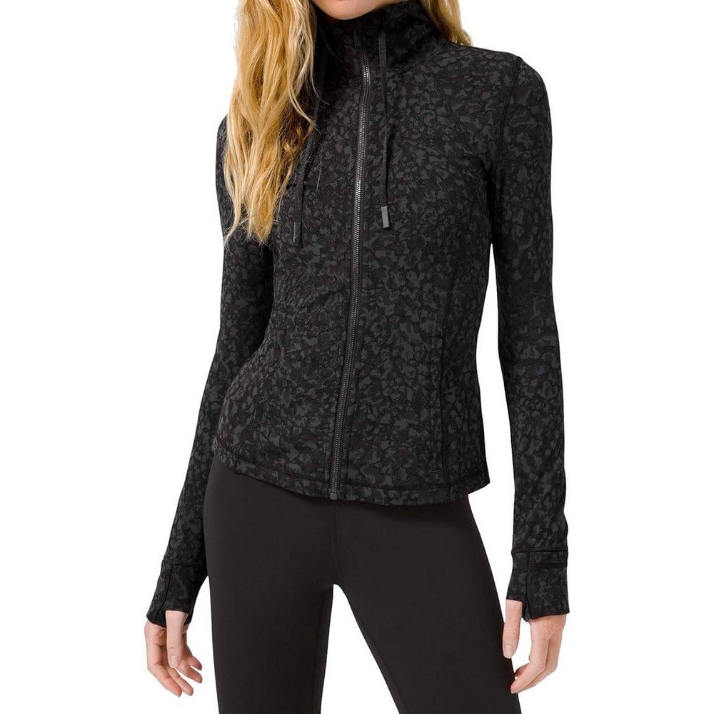 Lululemon Define Hooded Jacket Women Size 8 Black Gray Camo Nulu