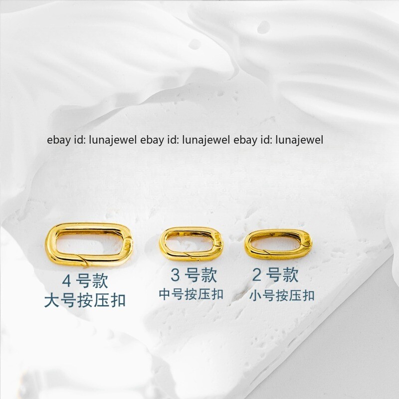 18K Yellow Gold AU750 Locking Charm Bracelet Clasp DIY Pendant Holder  