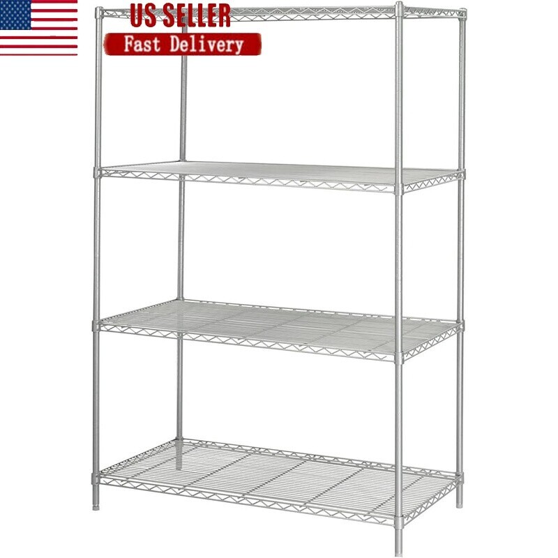 Heavy Duty Wire Shelving Unit Adjustable Storage Office Garage 2500lb 4 Tiers US