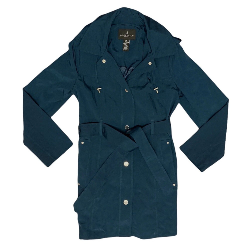 New London Fog Women’s Real Blue Hooded Trench Coat XXL Jacket