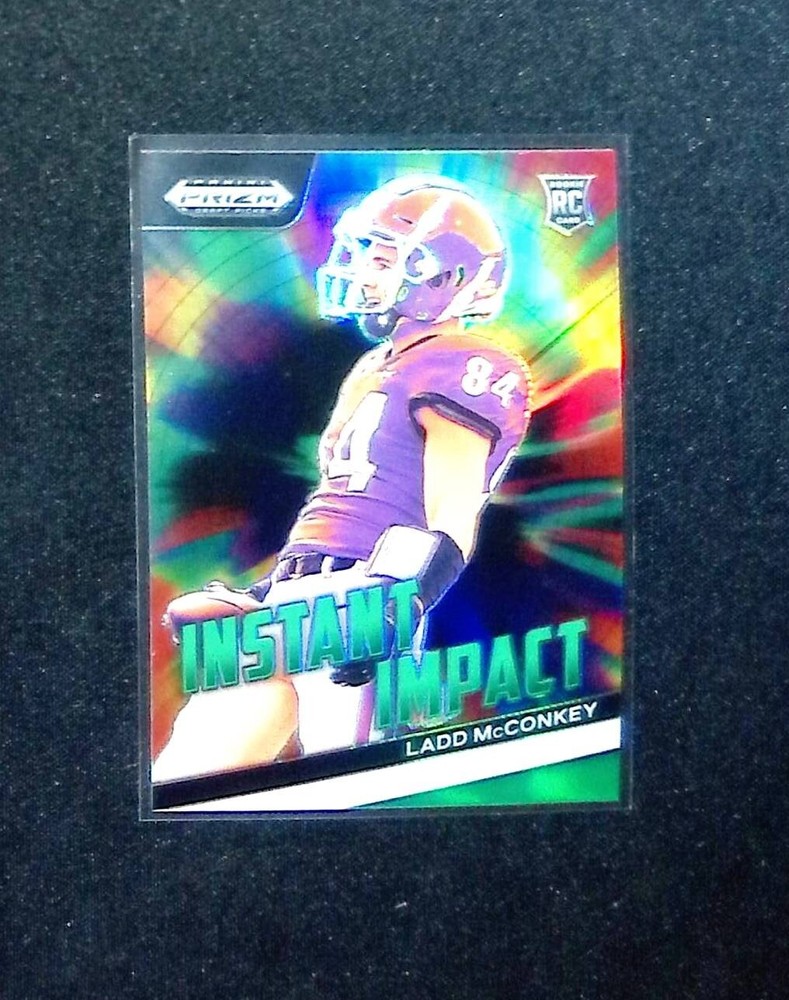 Ladd McConkey 2024 Panini Prizm Draft Picks RC Rookie Instant Impact Green Prizm
