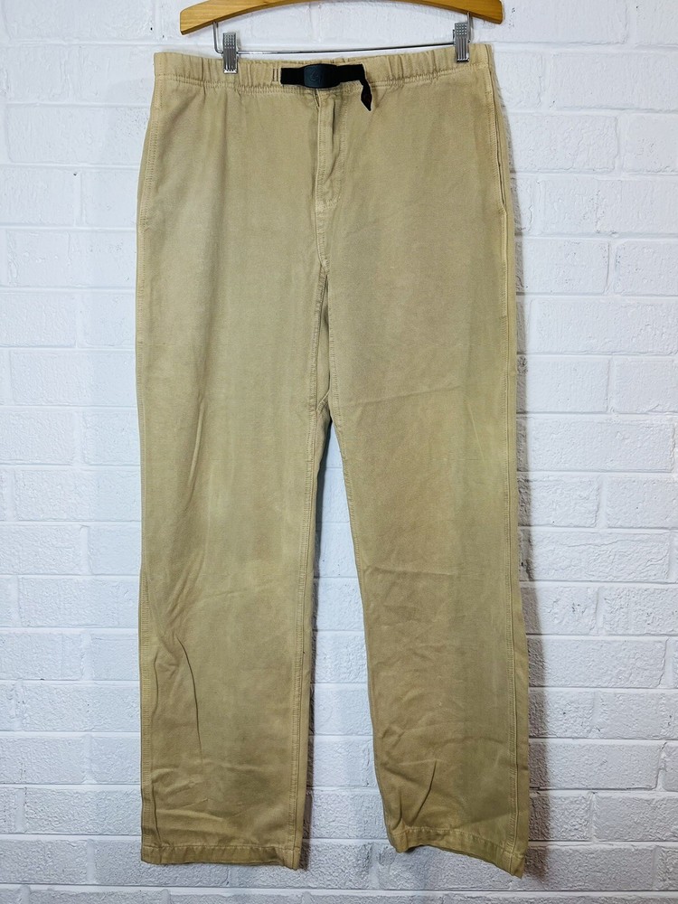 Grammicci Pants Mens Canvas L 36x38 Beige Elastic Waist Belted Outdoor Hiking