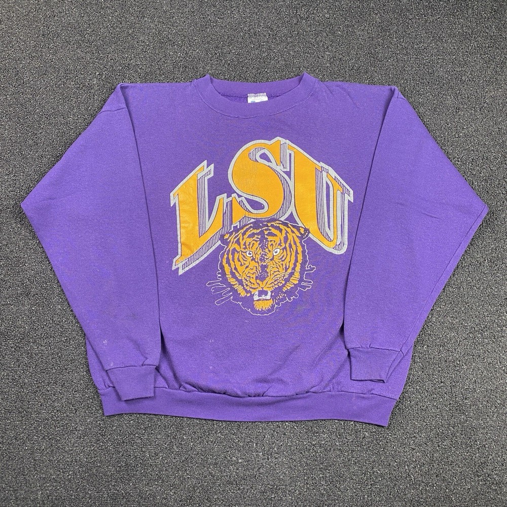 Vintage 90s Louisiana State University LSU Tigers Crewneck Sweatshirt Purple