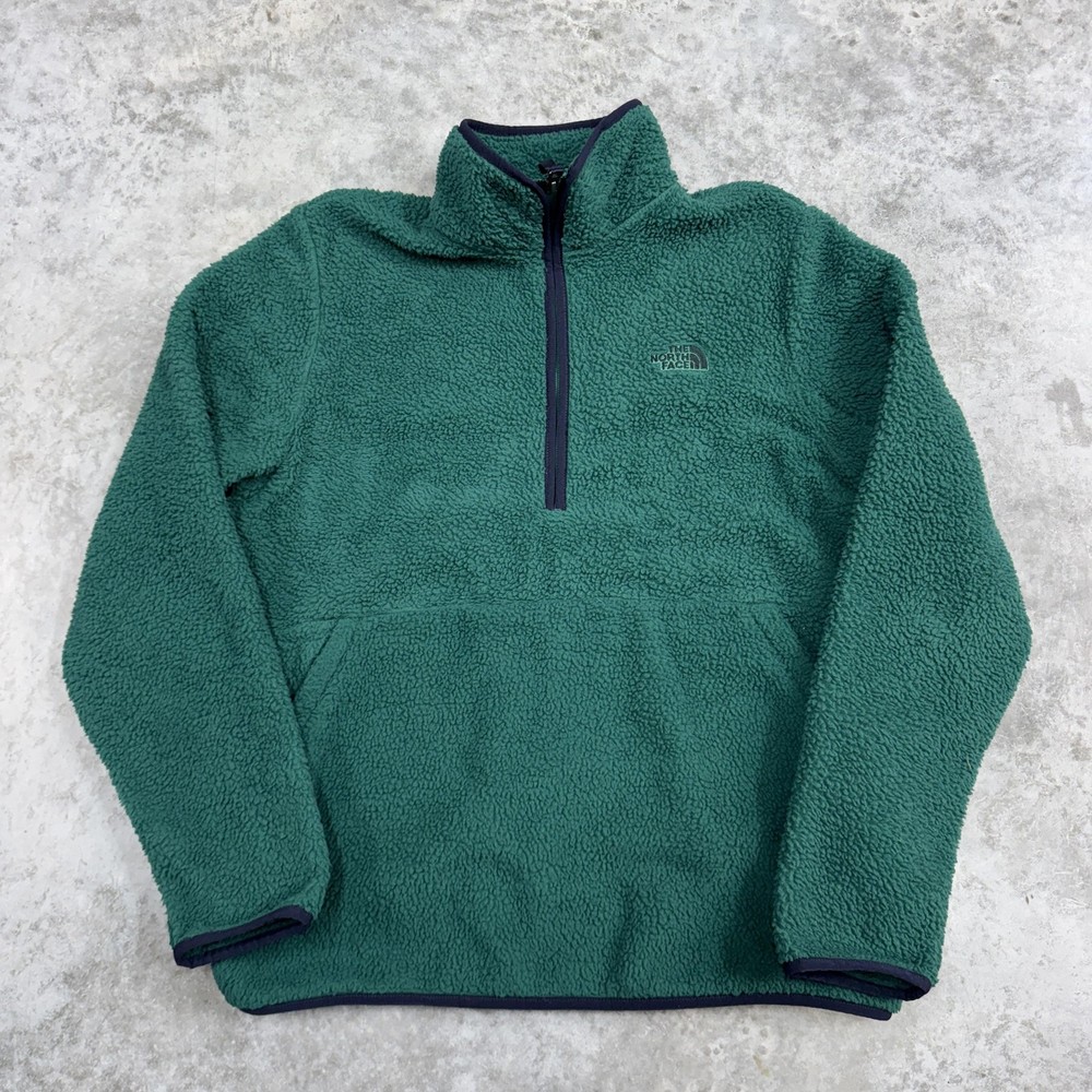 North Face Pullover Mens Medium Green Fleece Sherpa 1/2 Zip Jacket Outdoor Warm