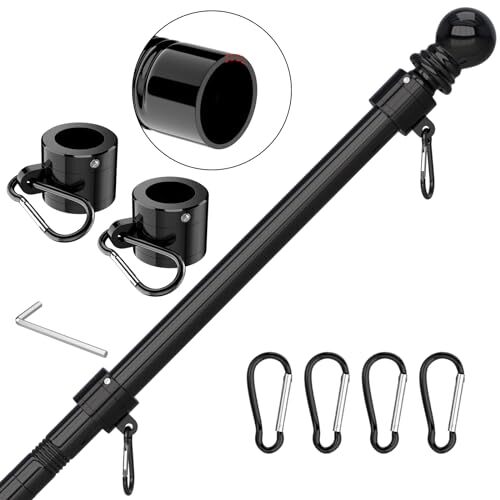 FIASON Truck Flag Pole Boat Flag Pole 6 FT Tangle Free Flag Poleï¼ŒThickened