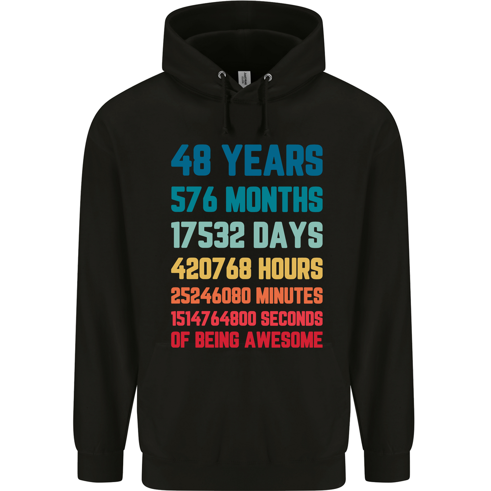 48th Birthday 48 Year Old Mens 80% Cotton Hoodie