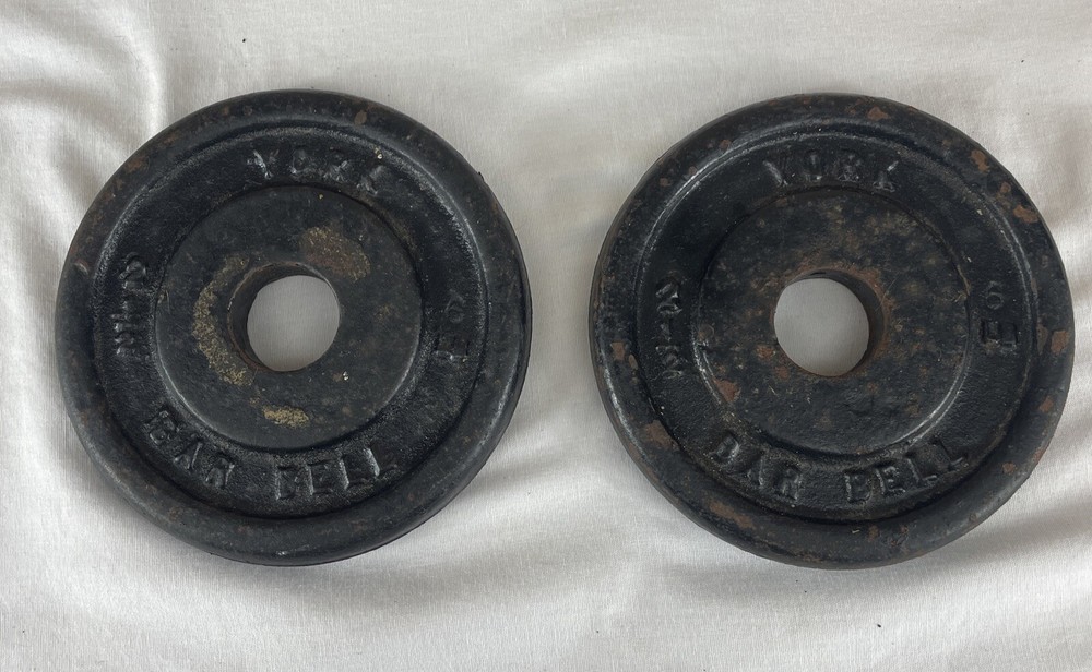 Pair (2) Vintage 2 1/2 lb YORK BARBELL Standard Weight Plates 1