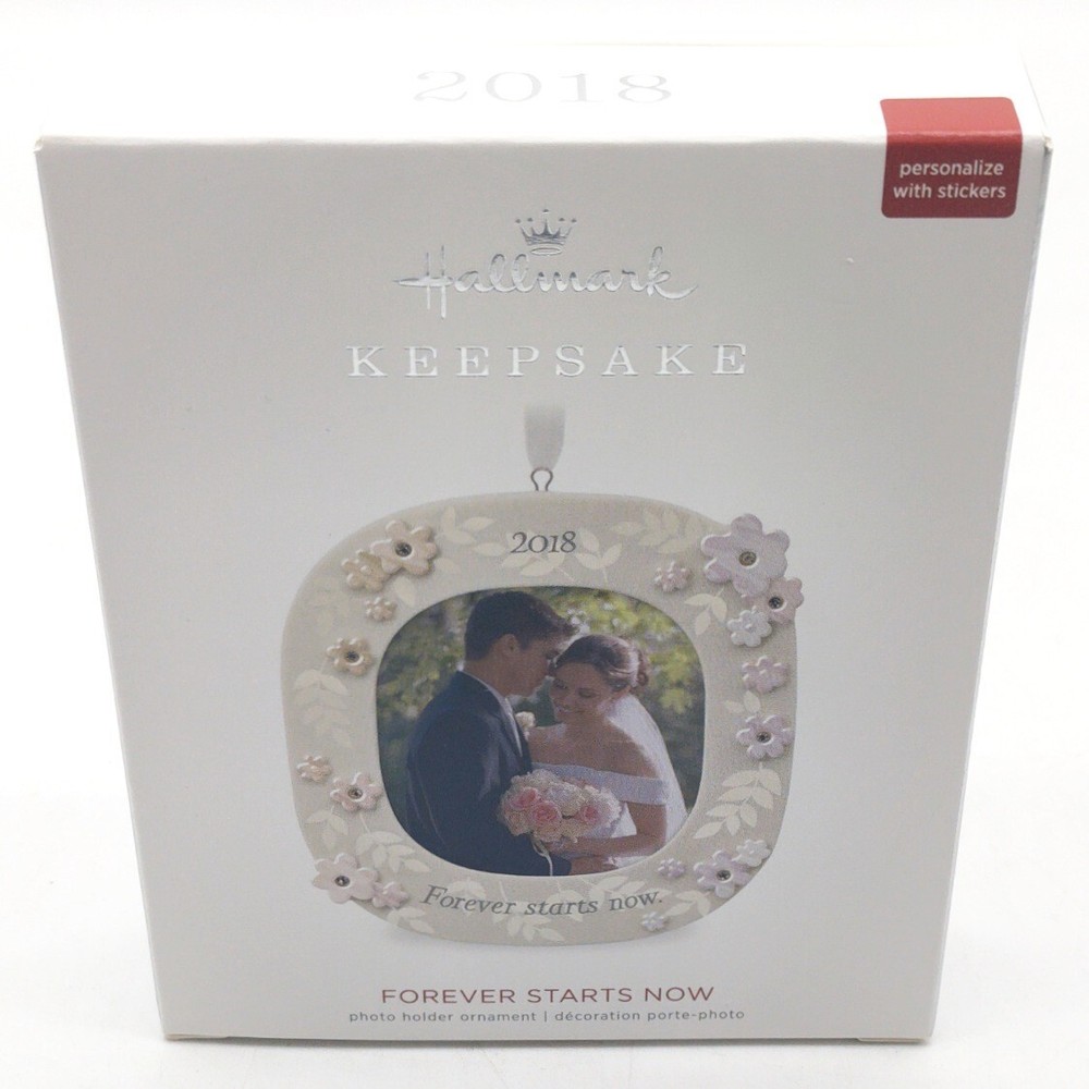 Hallmark Keepsake 2018 Wedding Porcelain Photo Ornament Forever Starts Now