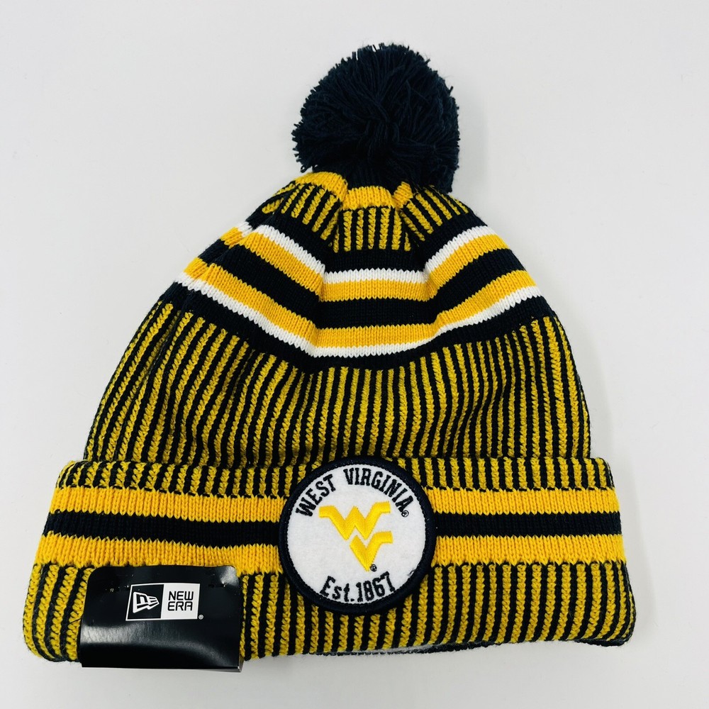 New Era NCAA West Virginia Mountaineers Mens Beanie Toboggan Winter Hat Cap Pom
