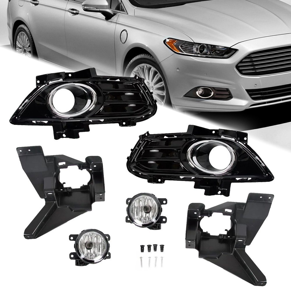 Bumper Fog Lights Clear Lens Lamps+Wiring+Switch Kit For Ford Fusion 2013-2016