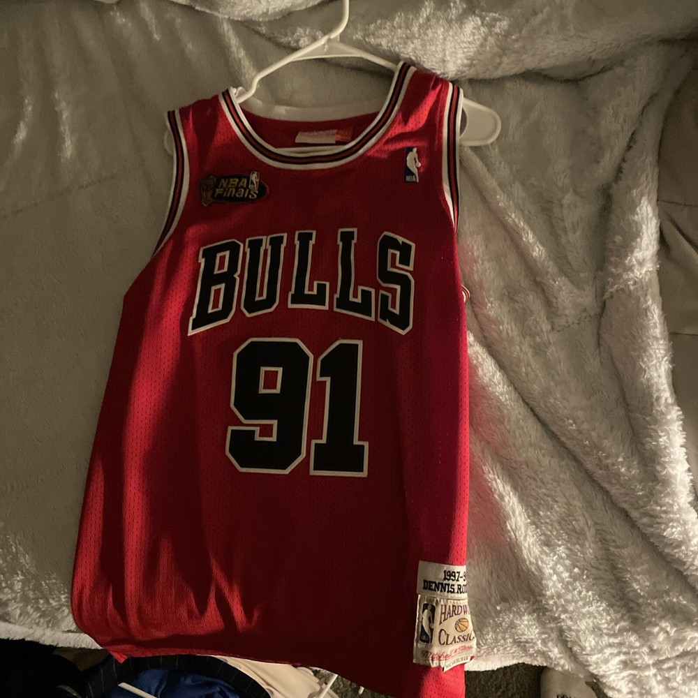 Chicago Bulls Rodman NBA finals basketball Vintage Throwback Jersey Large Size