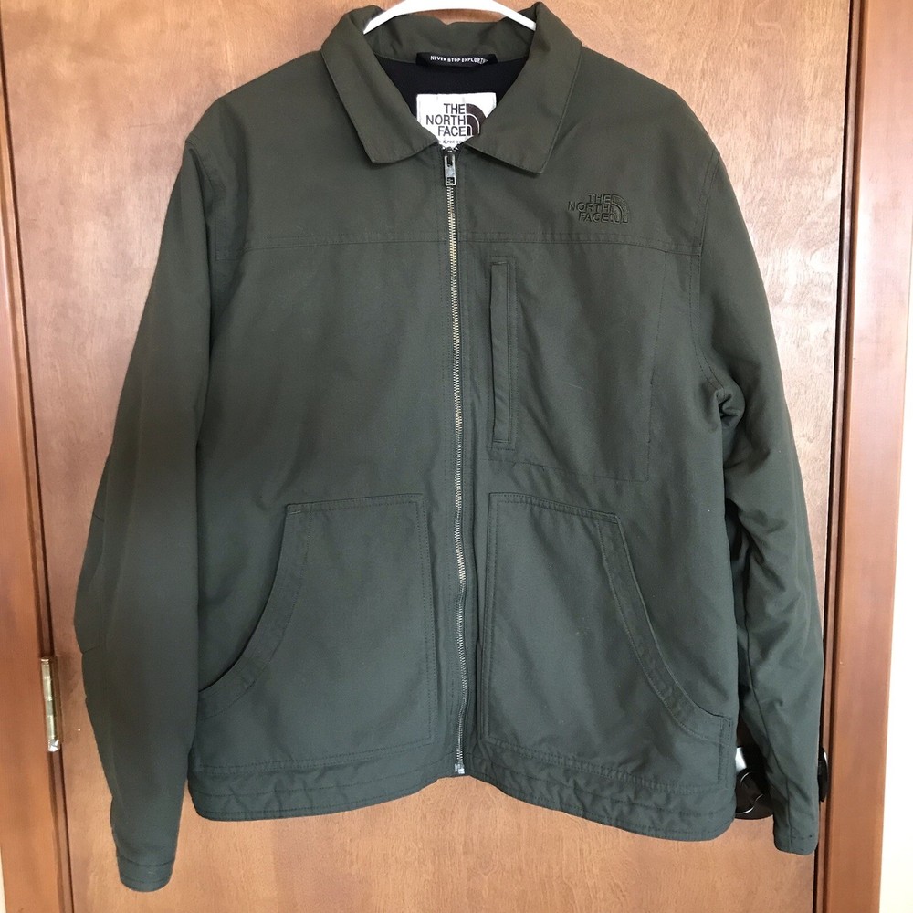 Men's Large North Face Knox Fleece-Lined Canvas Jacket in Olive Green