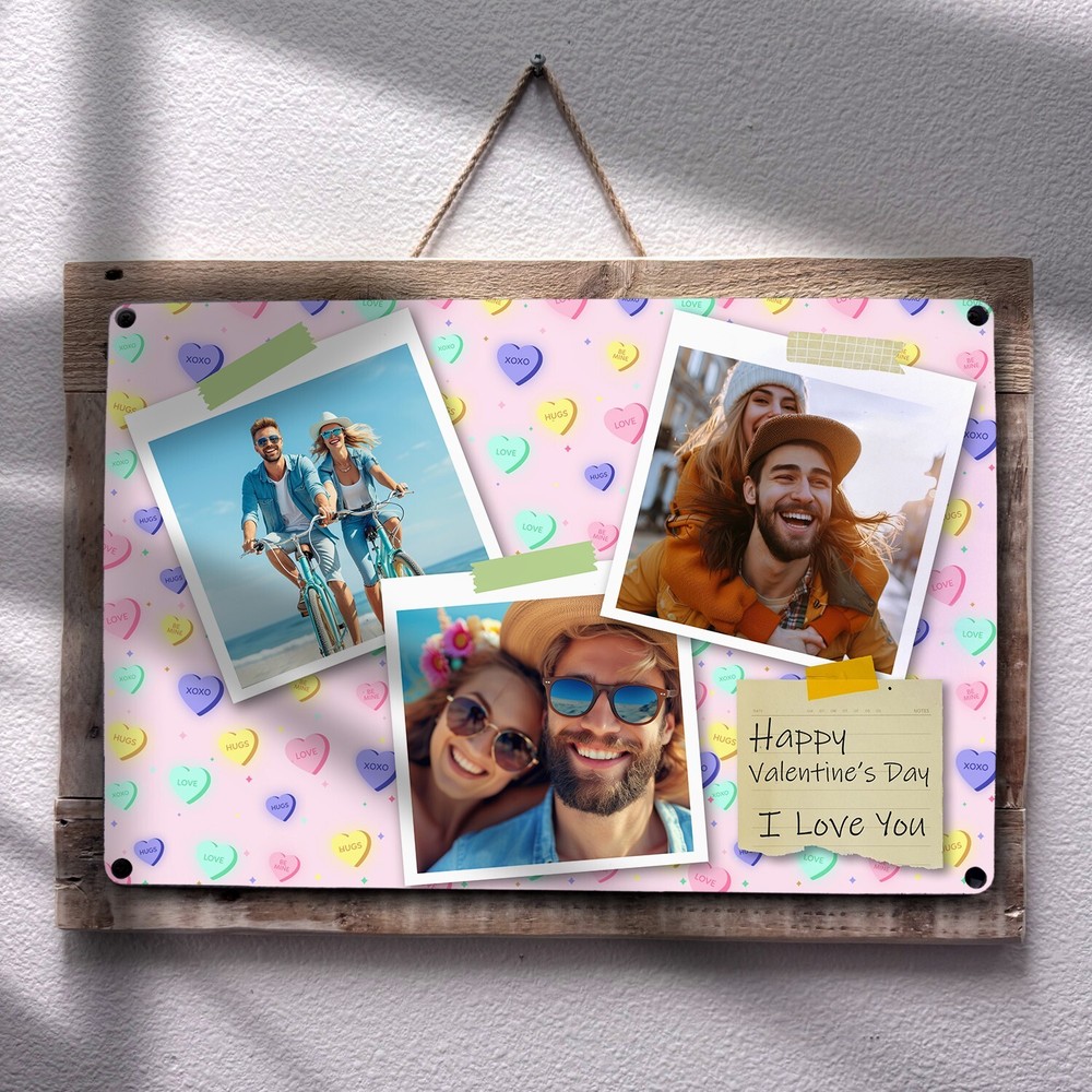 Custom Valentines Day Gift, Personalized Metal Print Wood Pallet, Add Your Photo-image