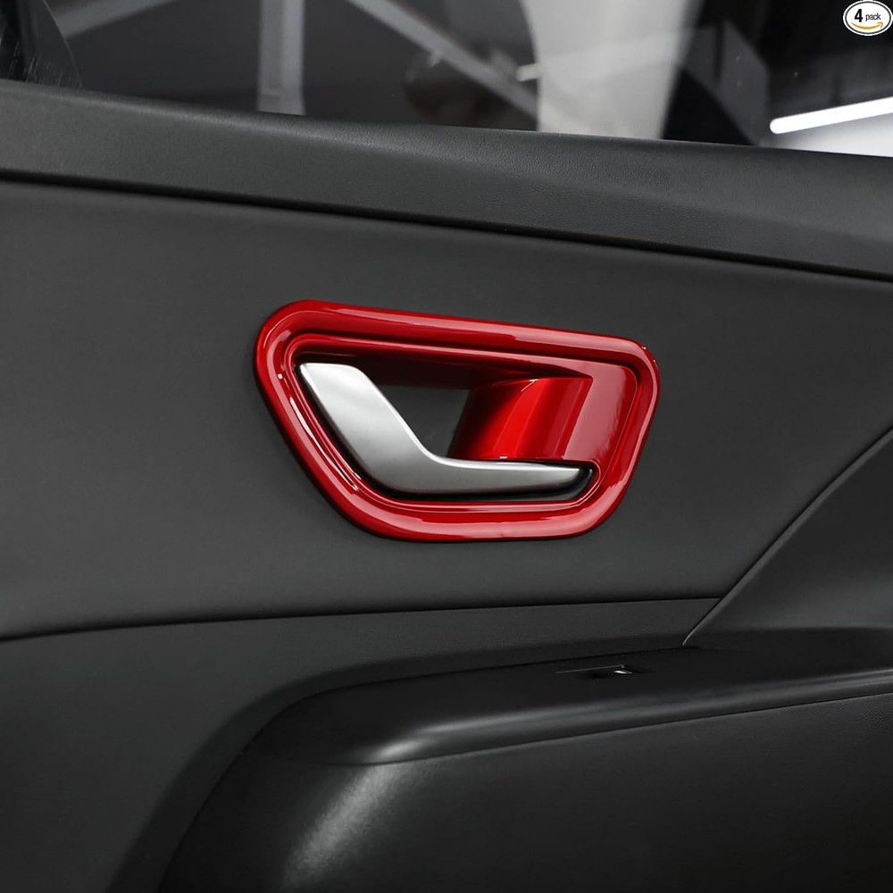 Car Inner Door Handle Bowl Cover Trim Interior Protective Inner Glossy Red Style