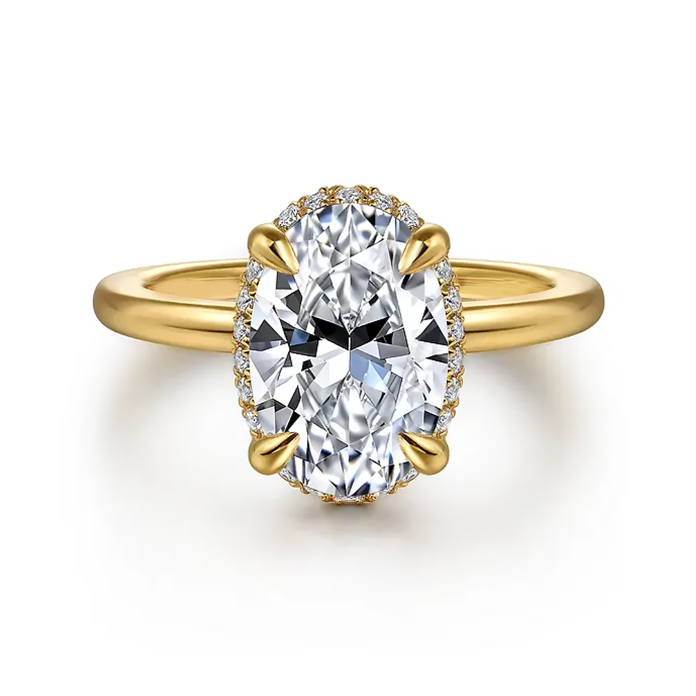 14k Yellow Gold  IGI Lab Grown 2.15 Ct Oval Cut Diamond  5 6 Engagement Ring