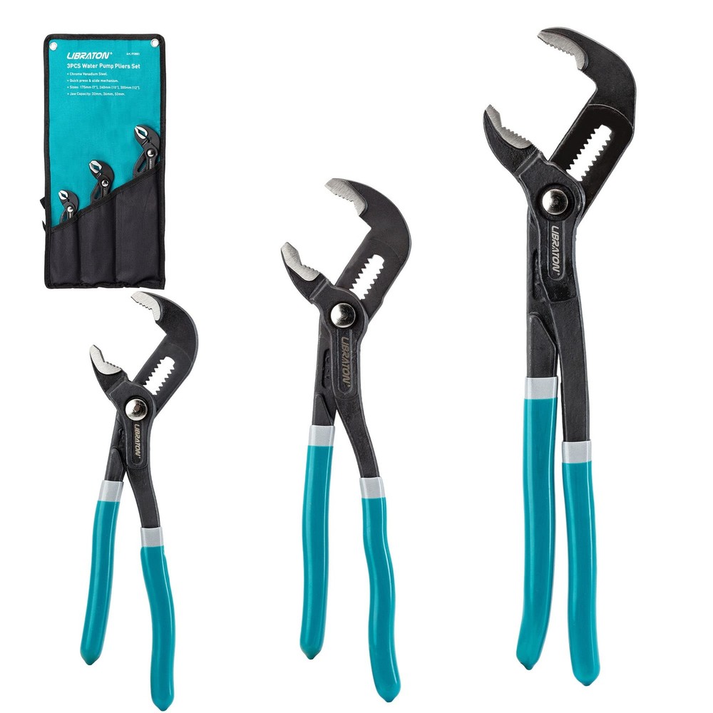 CR-V Steel Plumbing Pliers Set - Groove Joint & V-Jaw Tongue & Groove Pliers,...