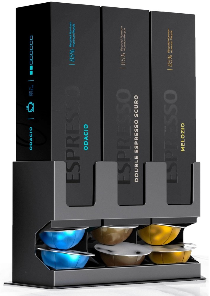 GALVANOX Pod Dispenser for Nespresso Vertuo Capsules Holds 3 Sleeves Compact Design