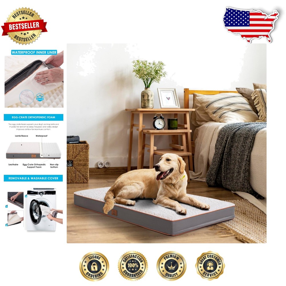 XL Orthopedic Dog Bed - Plush Removable Cover & Non-Skid Base