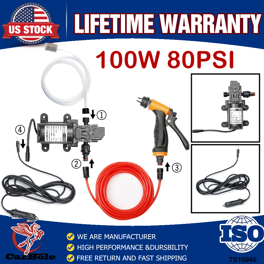 High Pressure 12V Electric Sprayer Self-Priming Portable Gun Hose Water Pump Kit