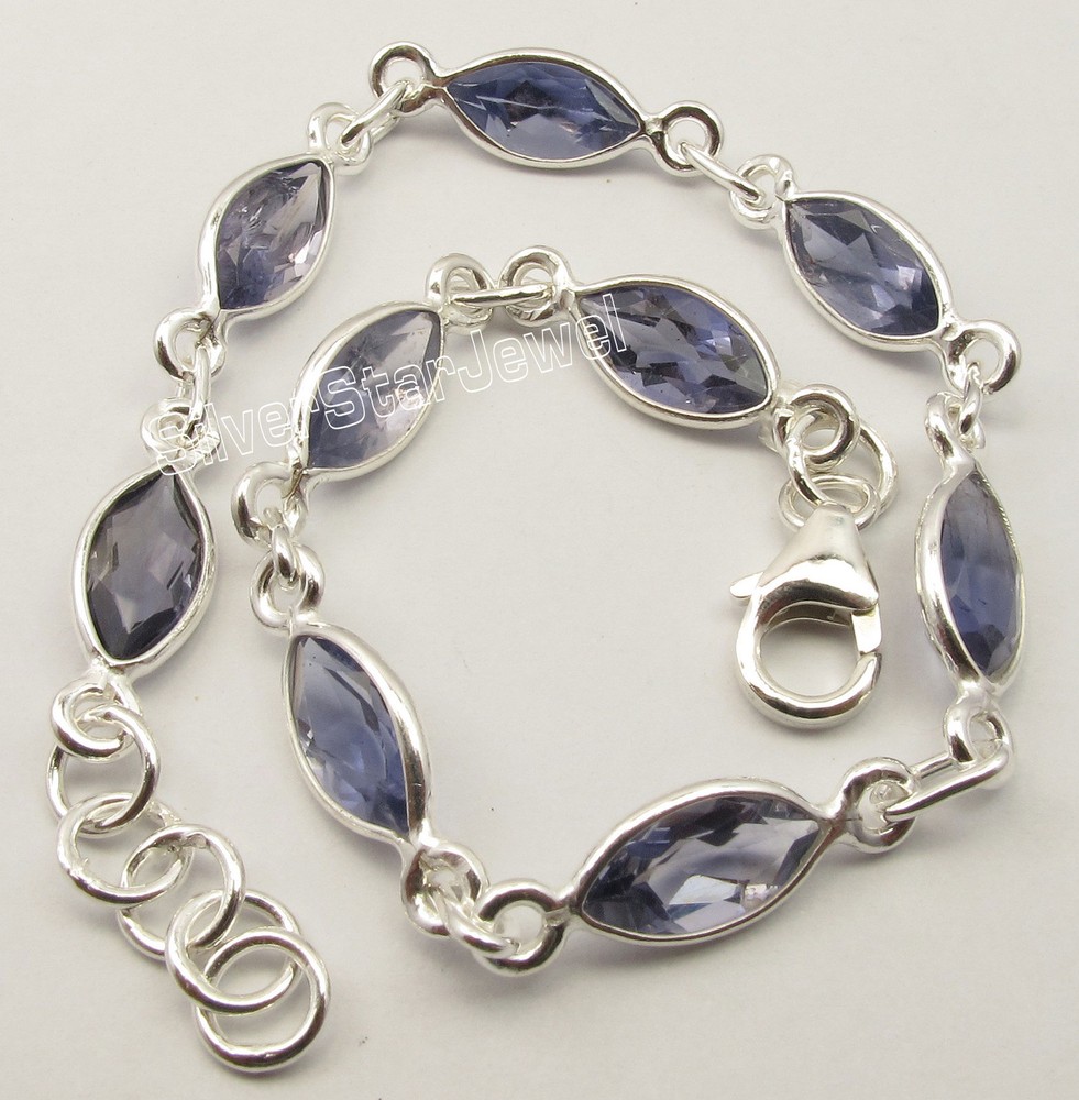 Flash Sale: 925 Silver Marquise Iolite Gemset Bracelet 7.9
