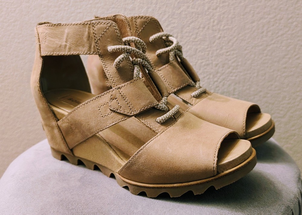 Sorel Joanie II Lace Ankle Wedge Comfort Sandals Size 10
