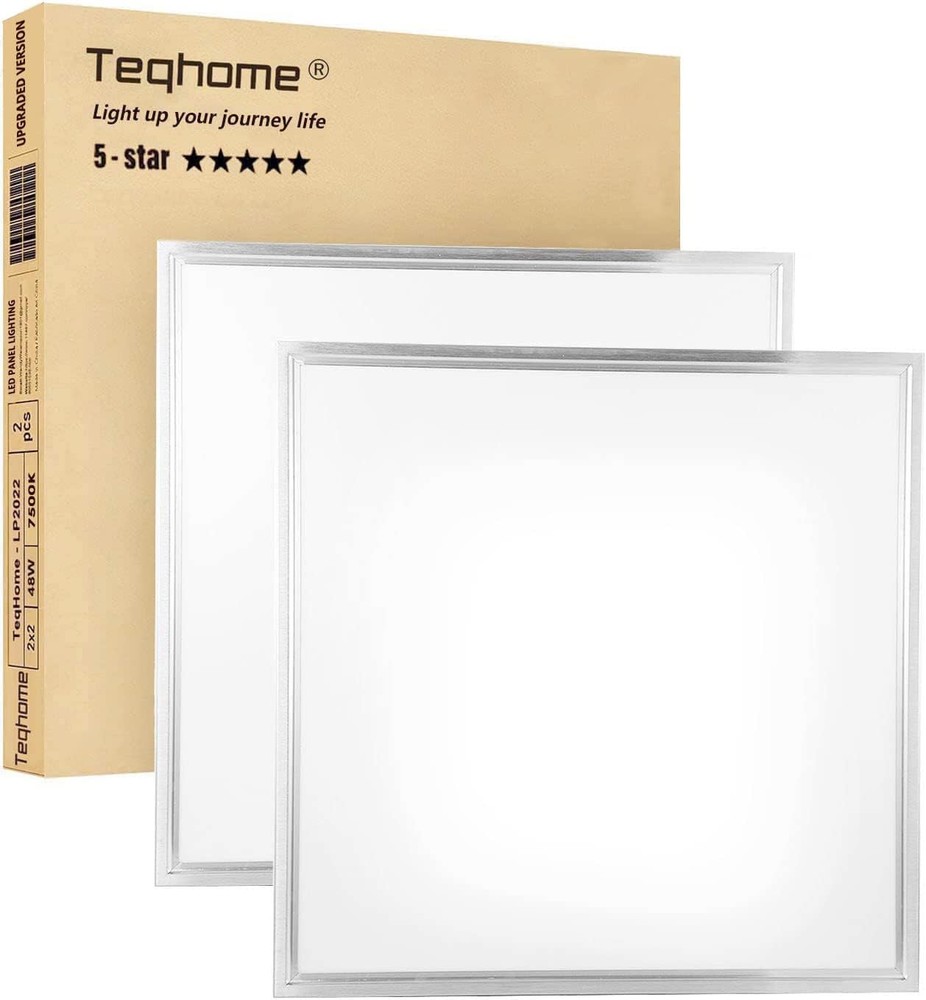 LED Flat Panel Light 2x2 ft,White LED Drop Ceiling Office Lights,48W=150W Ind...