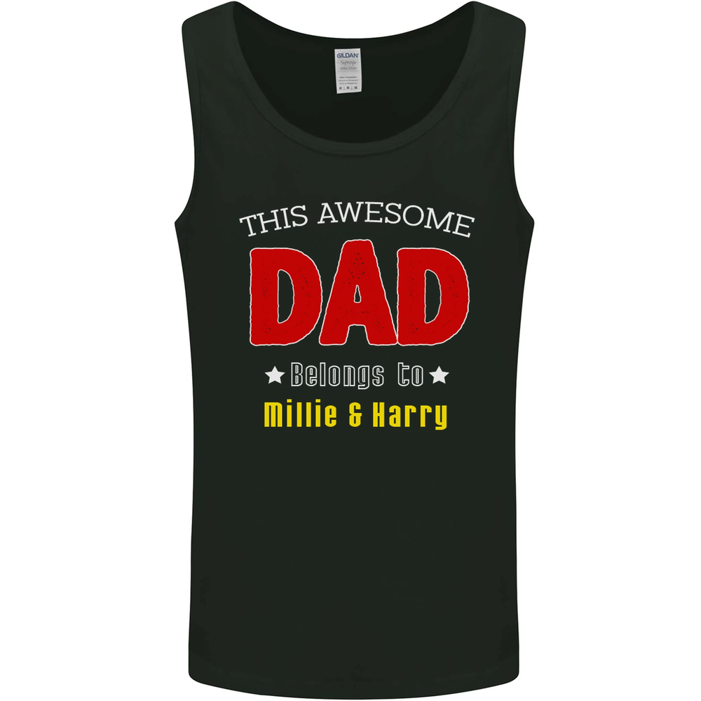 Personalised This Awesome Dad Belongs to Mens Vest Tank Top