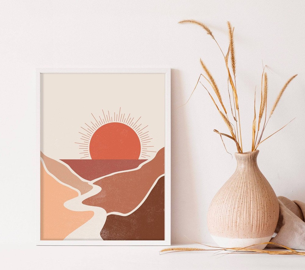 Mountain Art Print Mid Century Modern Wall Art Landscape Print Modern Art Print