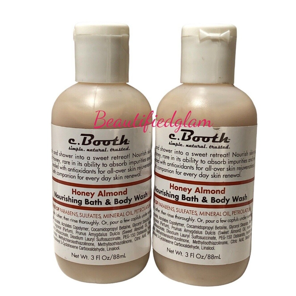 c.Booth Honey Almond Nourishing Bath & Body Wash 3oz 88ml New