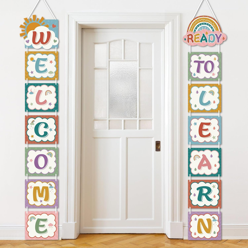 Boho Back to School Banner Boho Classroom Decorations Welcome Banner for First D-image