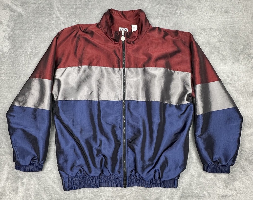 VTG R&Y Sport Windbreaker Jacket Mens XL Colorblock Full Zip Pockets Lined READ