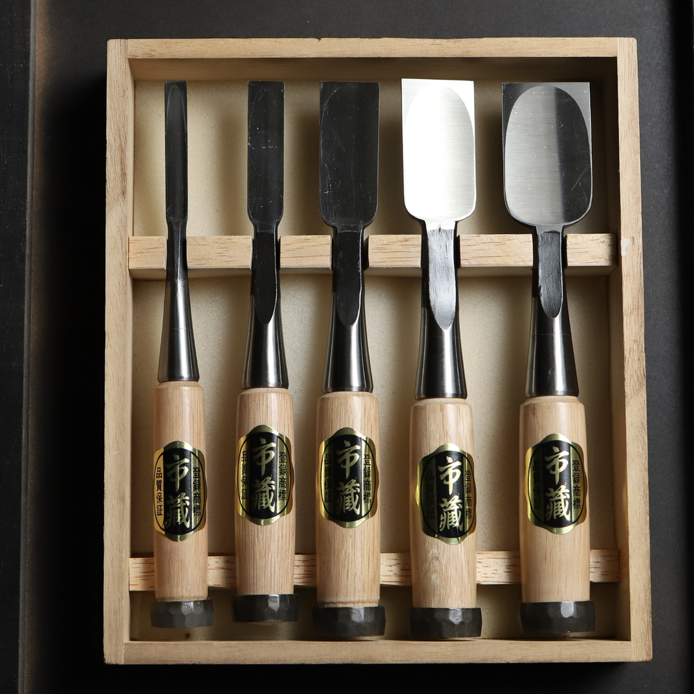 Ichizo  Japanese Nomi Chisel Set 5pc – Vintage NOS Shirogami White Original Box