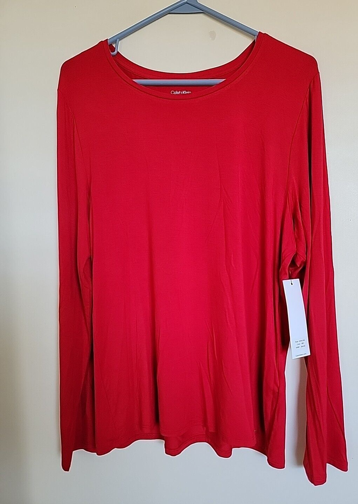 Calvin klein Red Liquid Knit top Jersey Pullover Women Size XL NEW