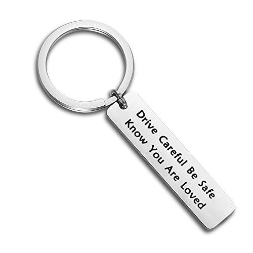 QIIER Drive Safe Keychain Drive Careful Be Safe Know You are Loved Silver