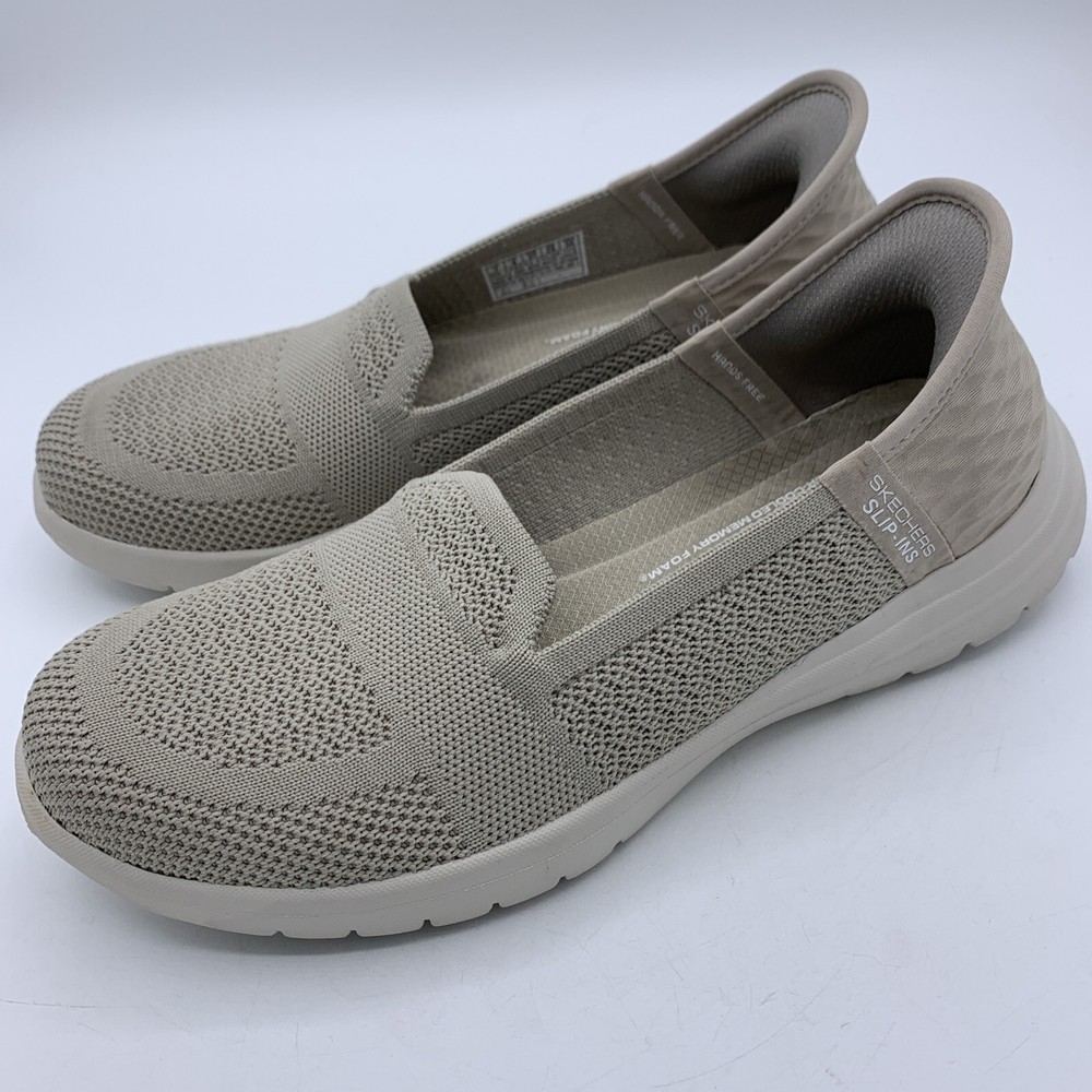Skechers Womens On The Go Flex Slip-ins Taupe Walking Shoes Size 7 Beige