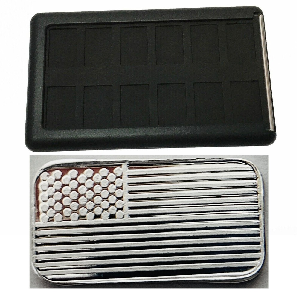 Element Card 1g American Flag .999 Fine Silver Bars Ingot Holds Bullion Valcambi