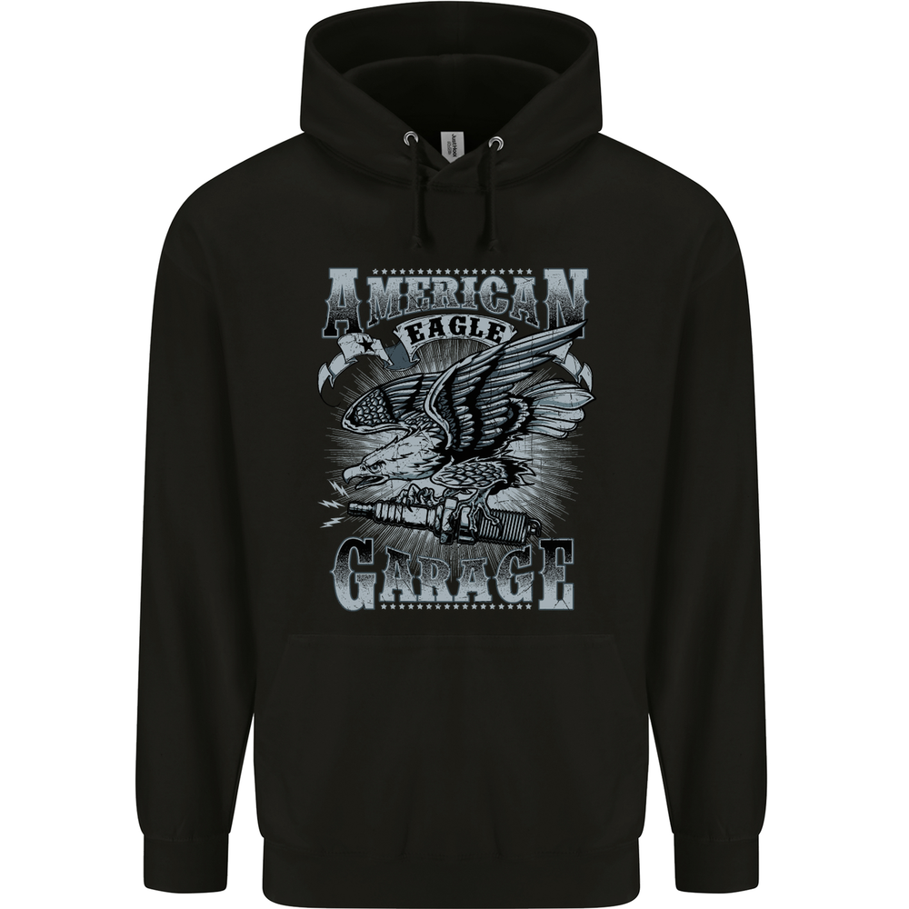Eagle Garage Motorbike Motorcycle Mens 80% Cotton Hoodie