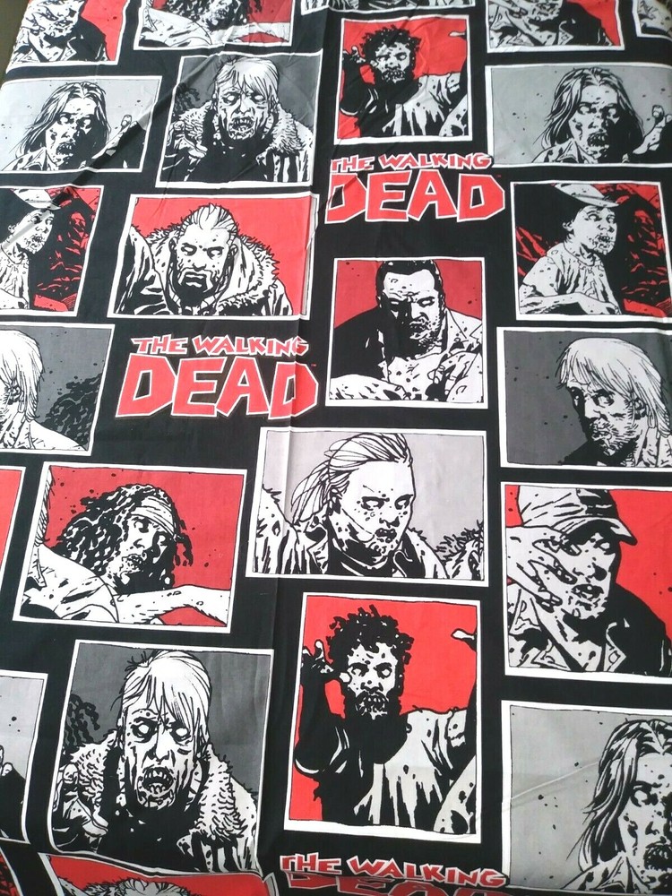 The Walking Dead Zombies Red Black Cotton Fabric Panel 3 Yards 33