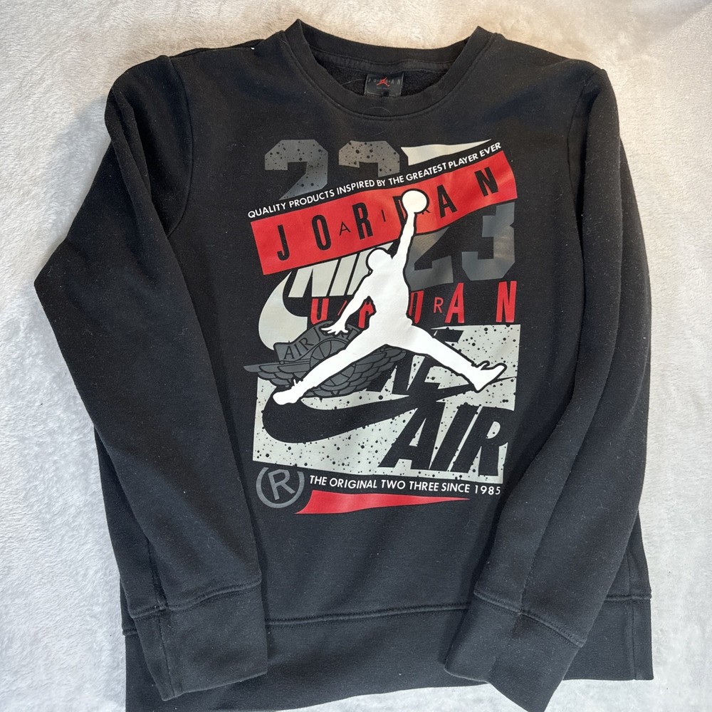 Air Jordan Sweatshirt Black Boys Large
