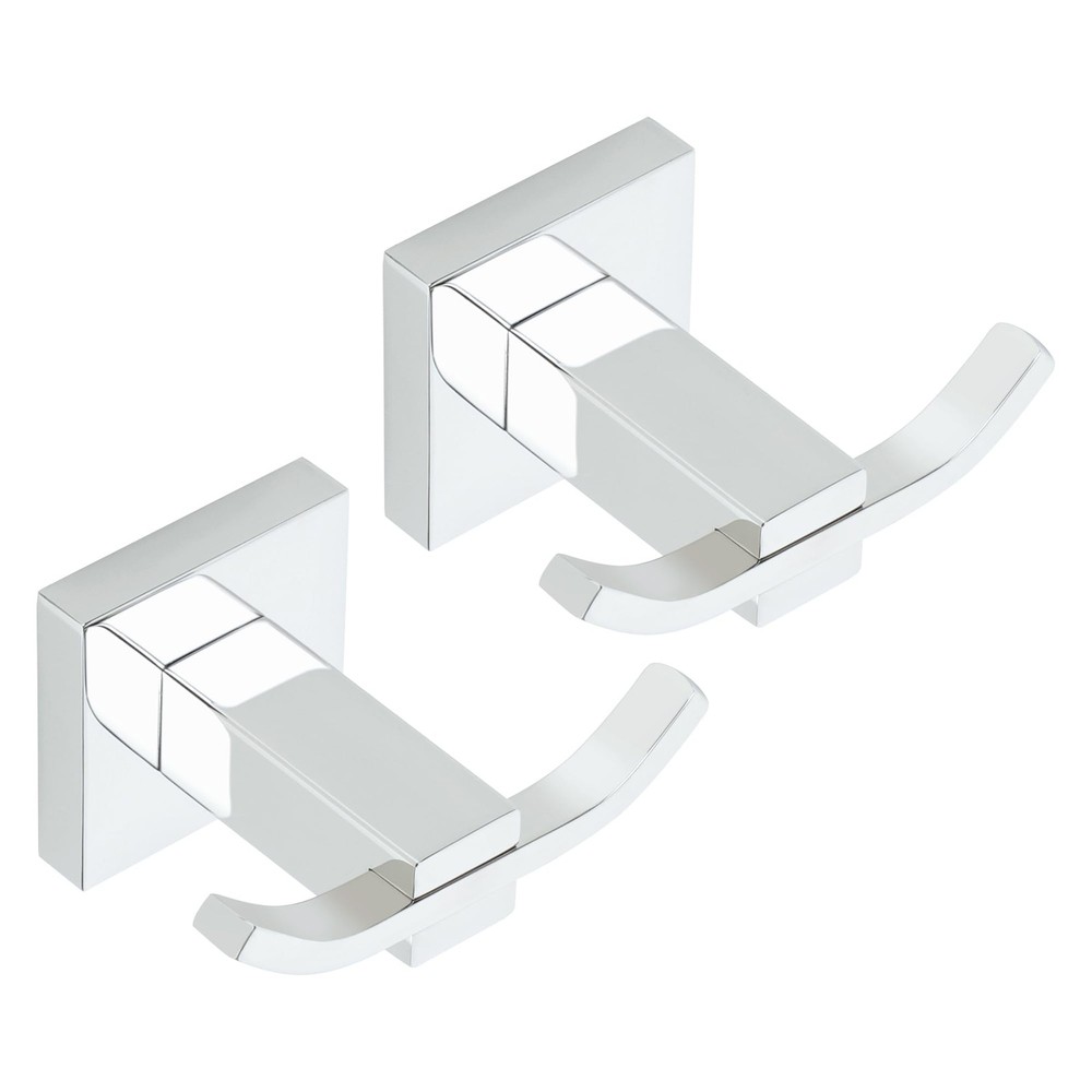 Double Towel Hooks 2-Pack - Wall Mount Coat & Robe Hanger for Bathroom or Bedroom-image