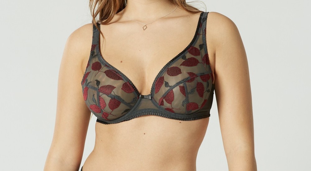 Maison Lejaby Valse Bra Size 34D Volcano Grey Mesh Underwired Full Cup 20939 New