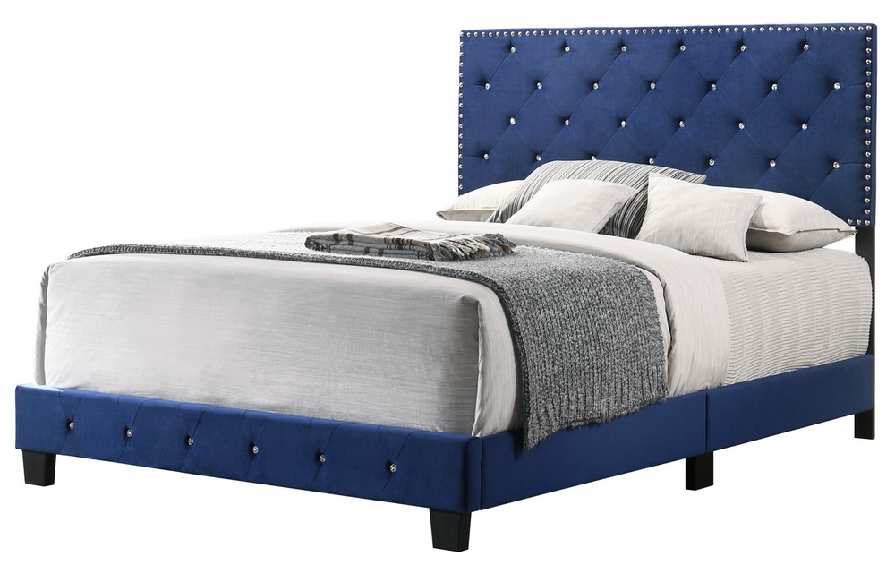 Noble Navy Queen Bed With Transitional Flair