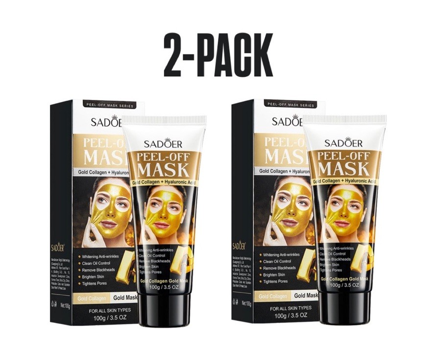 2 Pack Gold Collagen Peel Off Mask Blackhead Removal Brighten Mask 100g