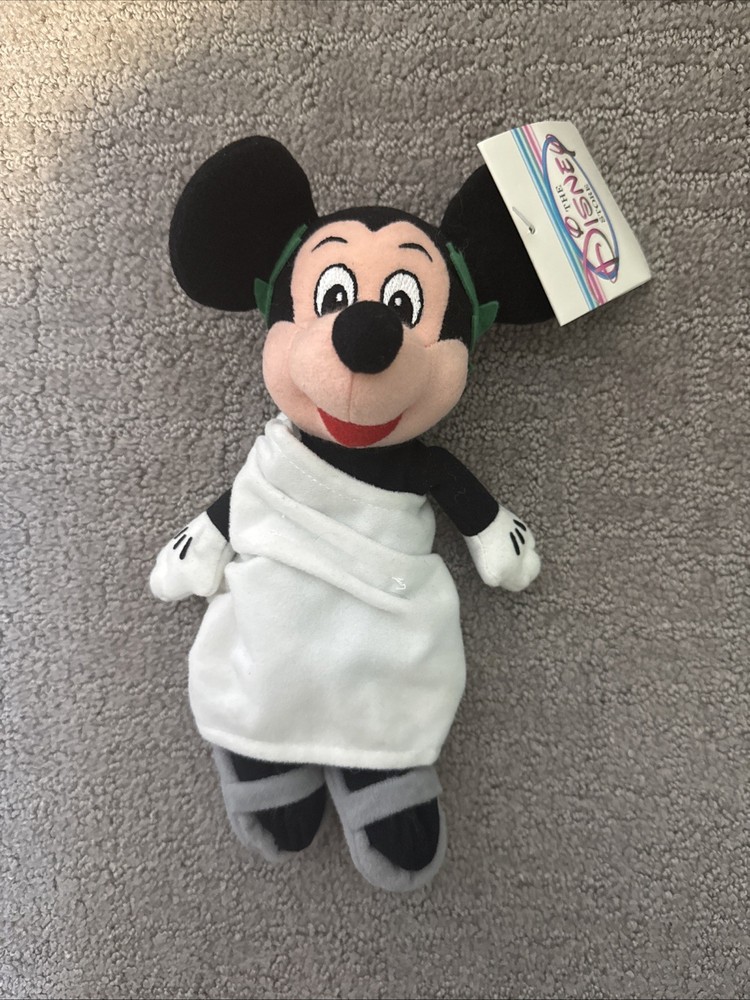 Mickey Mouse Bean Bag with Toga & Laurel Wreath Headband Disney Store NWT