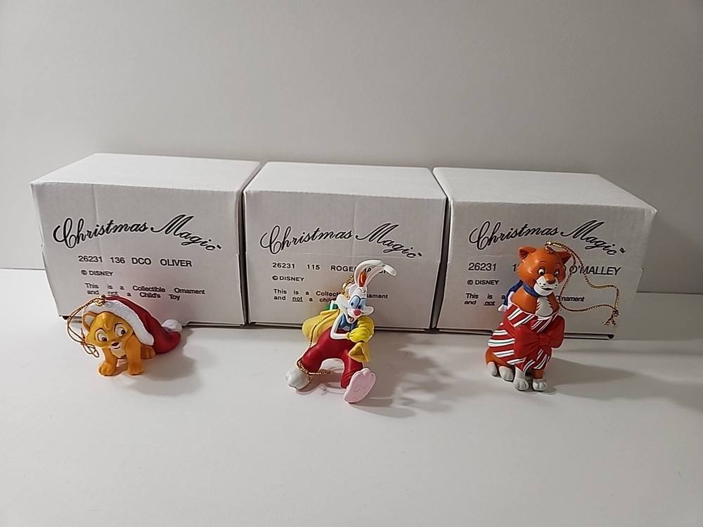 Grolier Christmas Magic Disney Collection Ornaments Lot of 3 With Boxes