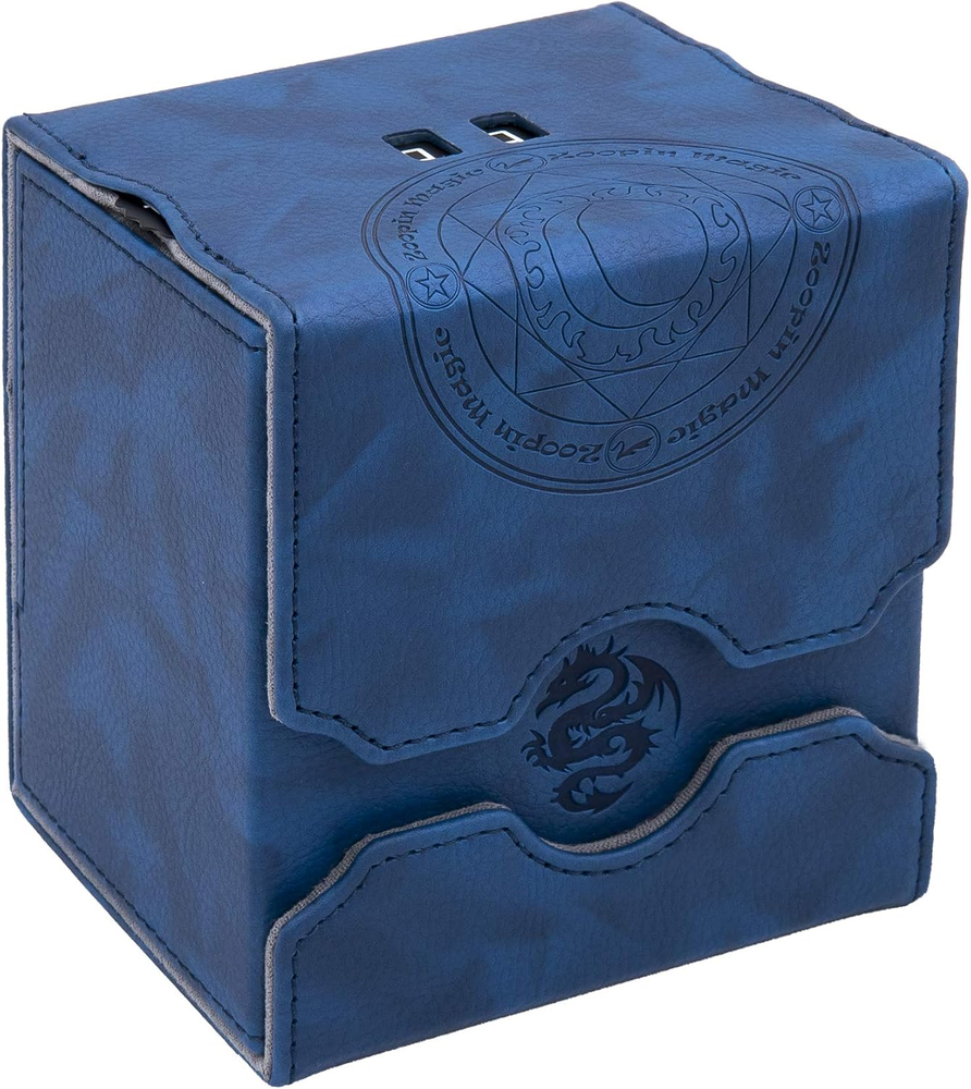 Blue Z Leather Deck Box with Spinning Life Counter for MTG, Yugioh, Pokemon