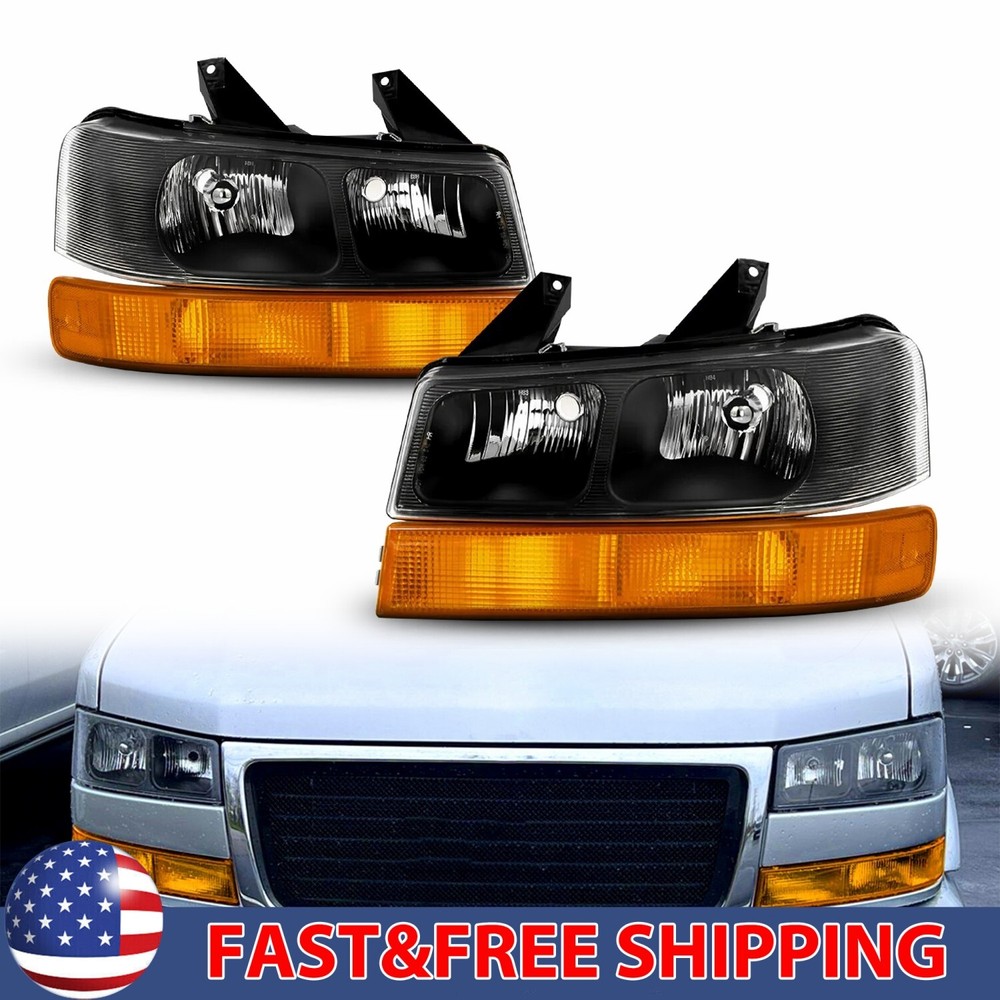 Fits 2003-23 Chevy Express GMC Savana Headlights with Bumper Signal Lamps L+R