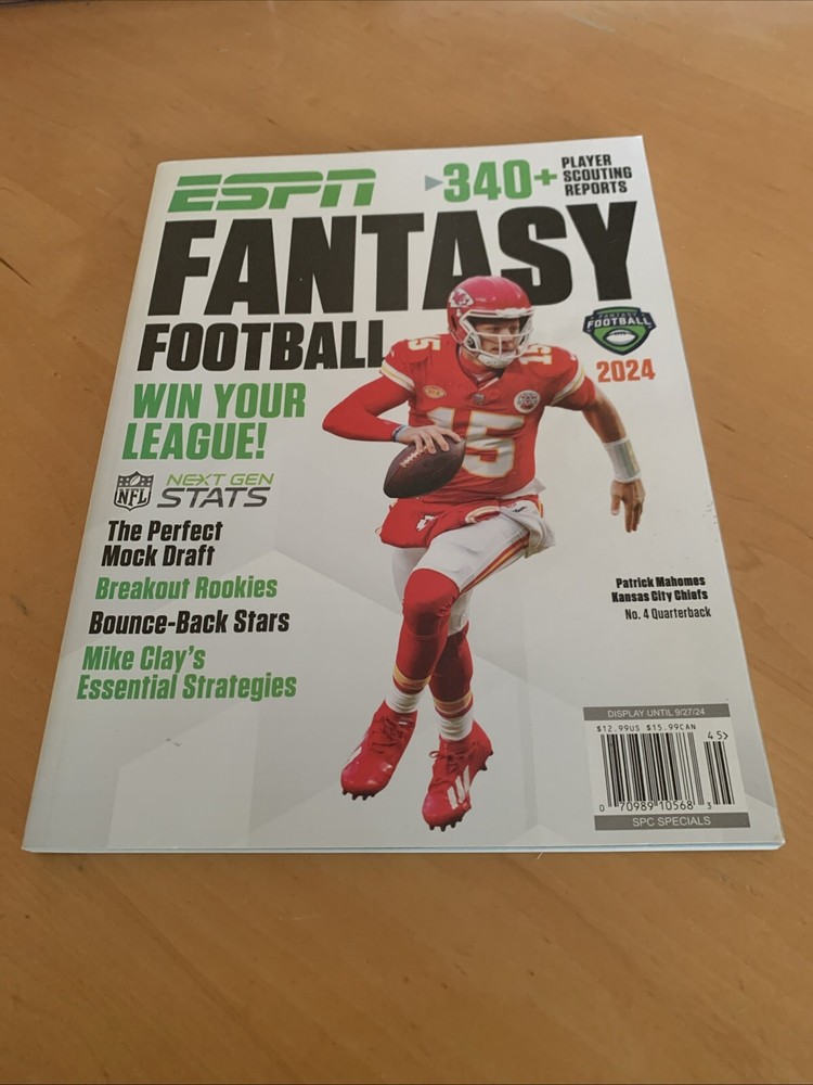 ESPN Fantasy Football 2024 Magazine • MAHOMES COVER • 340+ Scouting Reports