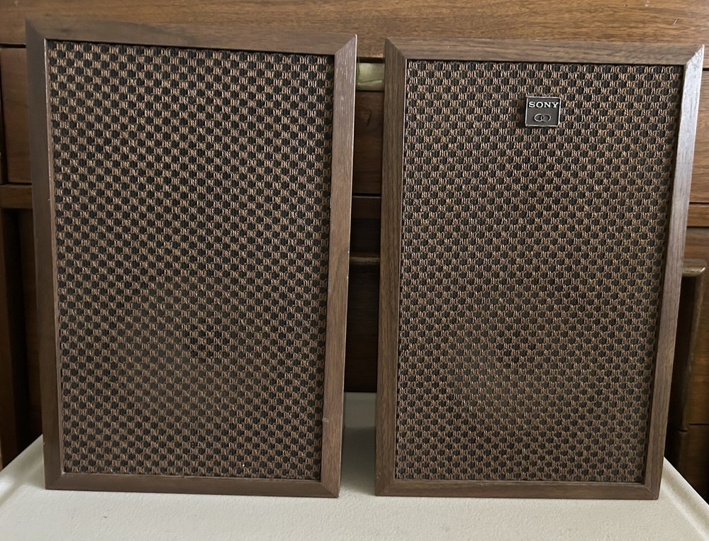 Vintage SONY Walnut Bookshelf Speakers Set of 2 70s Style Working